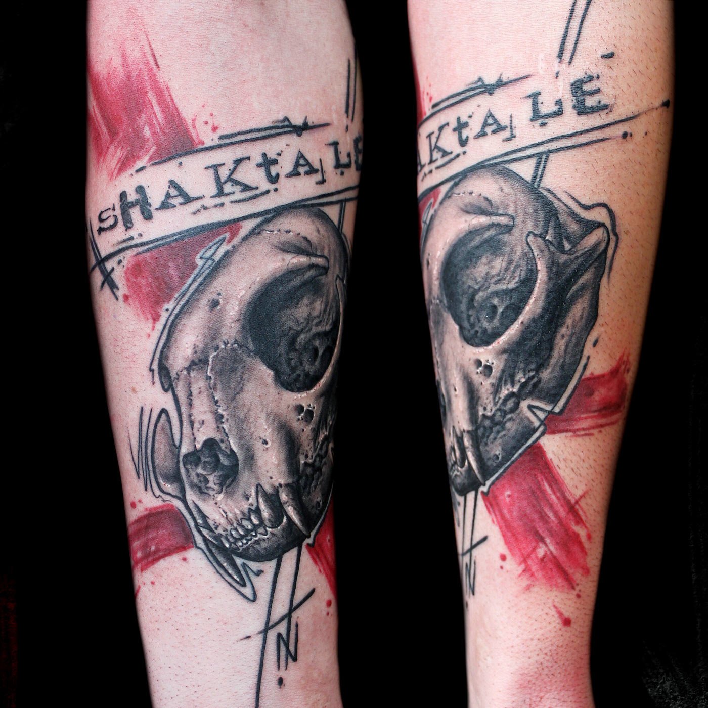 calavera gato tatuaje