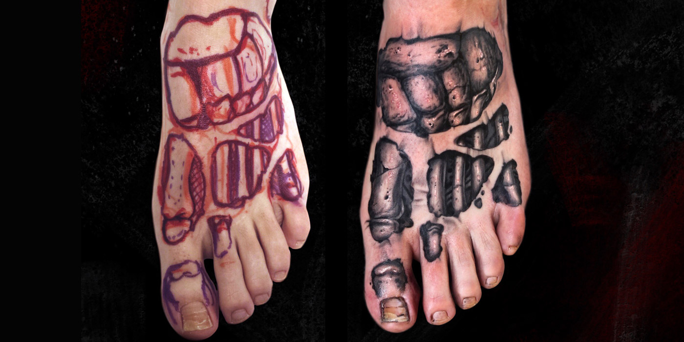 freehand tatuaje bones